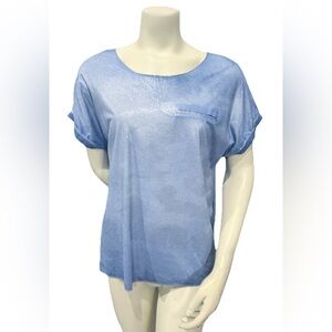 Free For Humanity Metallic Blue Shimmer Dolman Sleeve Top One Size NWT $94